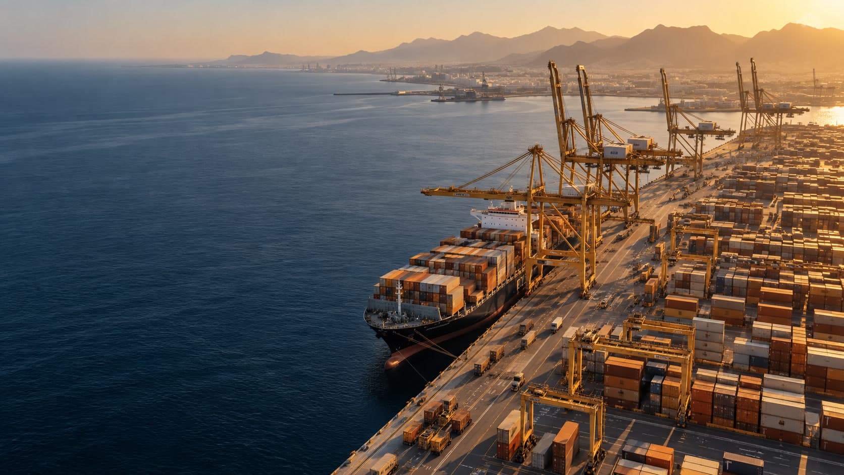 Cranes and container infrastructure at a commercial port
