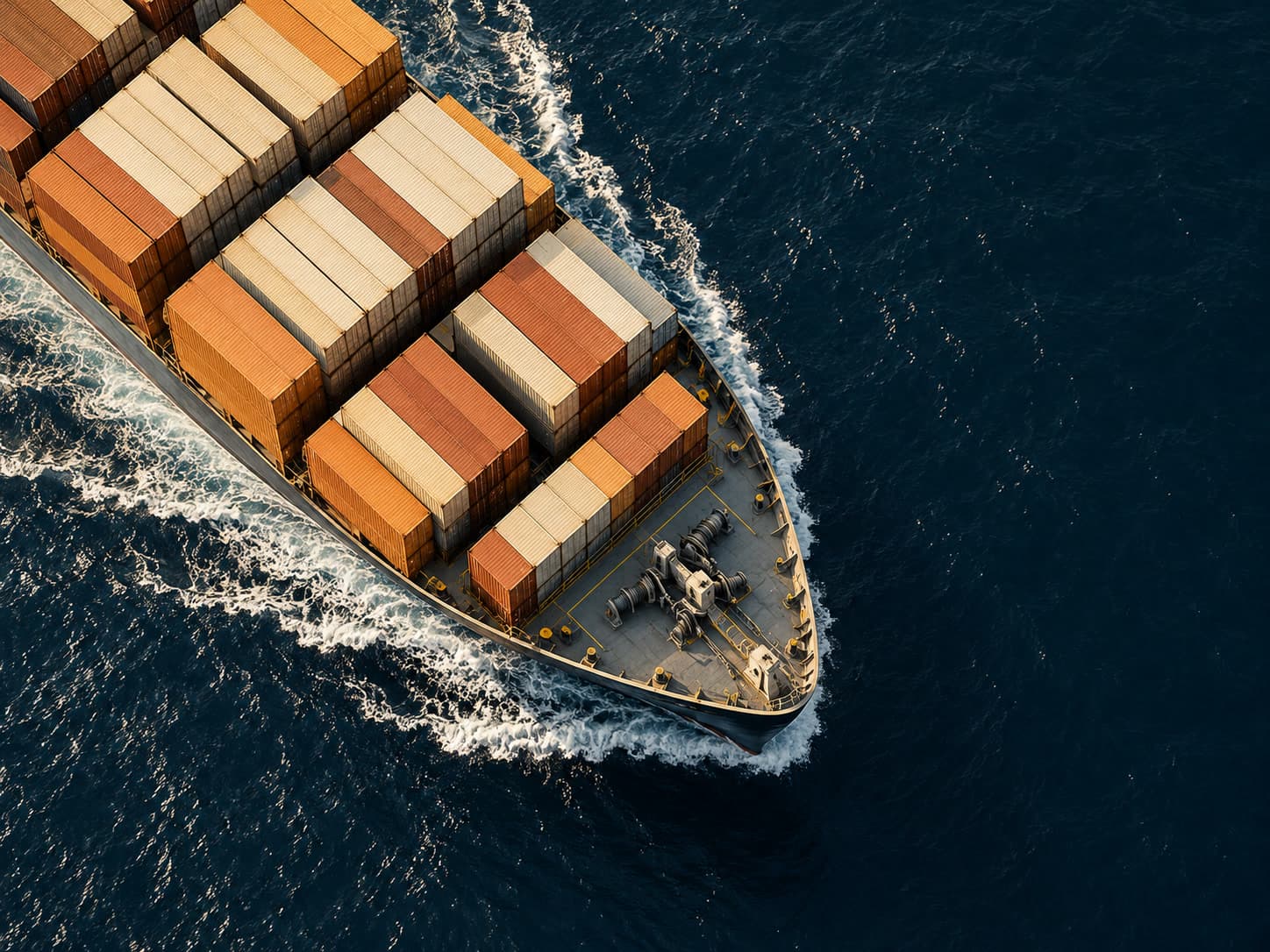 Container vessel alongside port infrastructure
