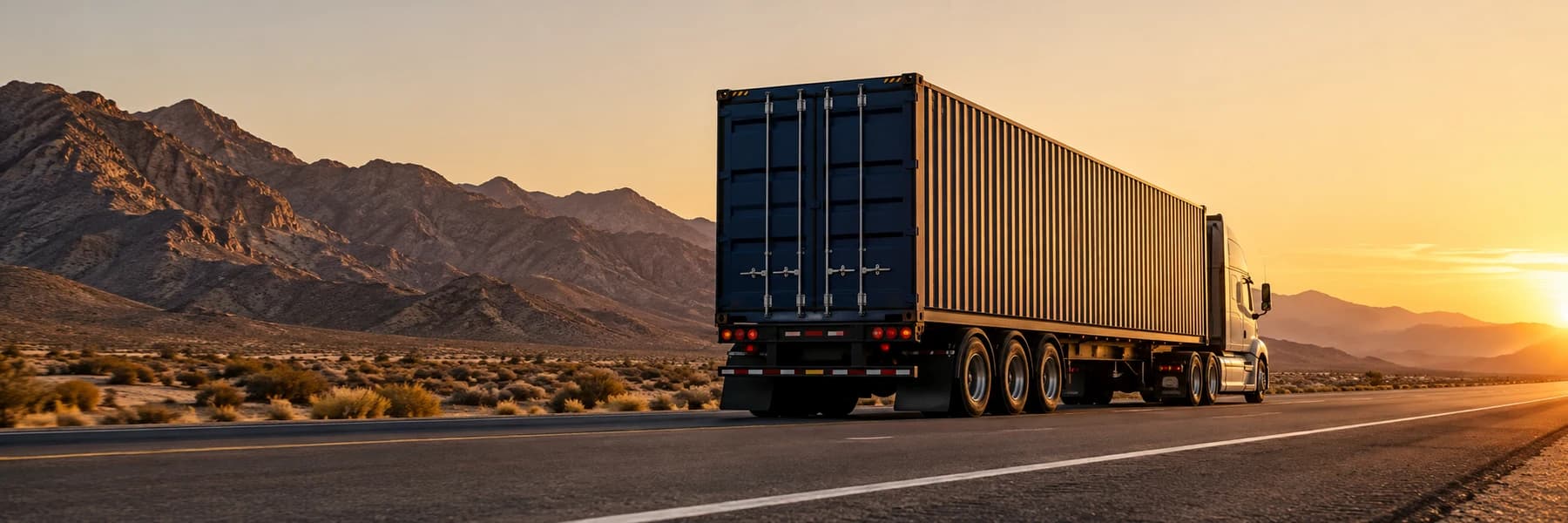 A container truck on an overland trade route
