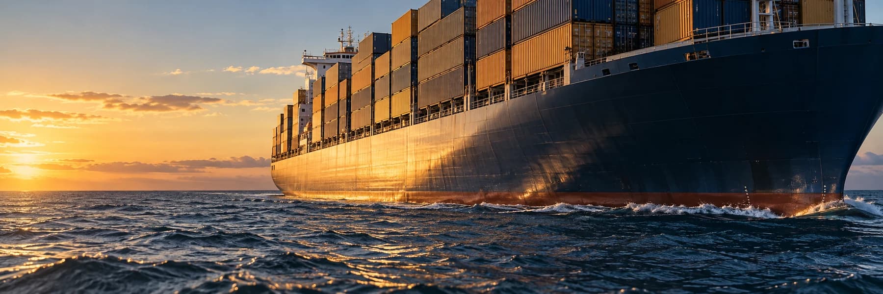 A container ship crossing the sea